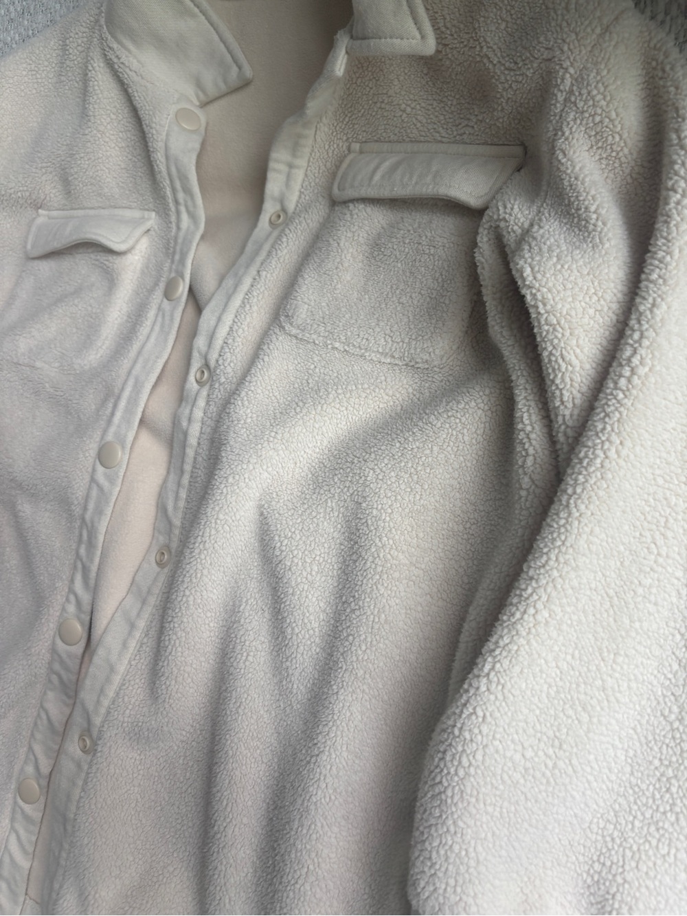 Roxy Cream Sherpa Jacket with Leather Logo Patch - Picture 2 of 7